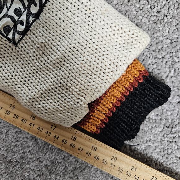 Vtg International Index Cardigan Mens Large Orange Patches 90s Sweater Grandpa - Picture 9 of 13